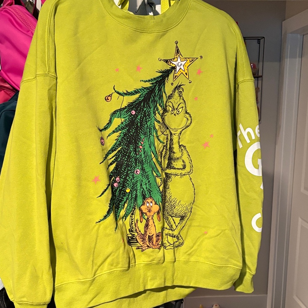 Hybrid Apparel Lime Green Grinch Sweatshirt